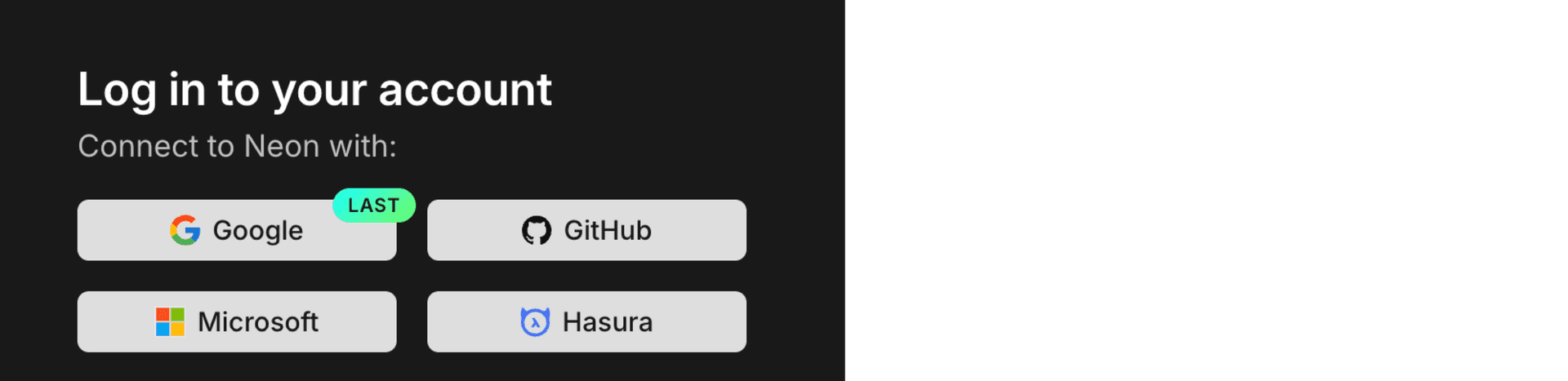 Login screen showing a LAST indicator on the Google login option