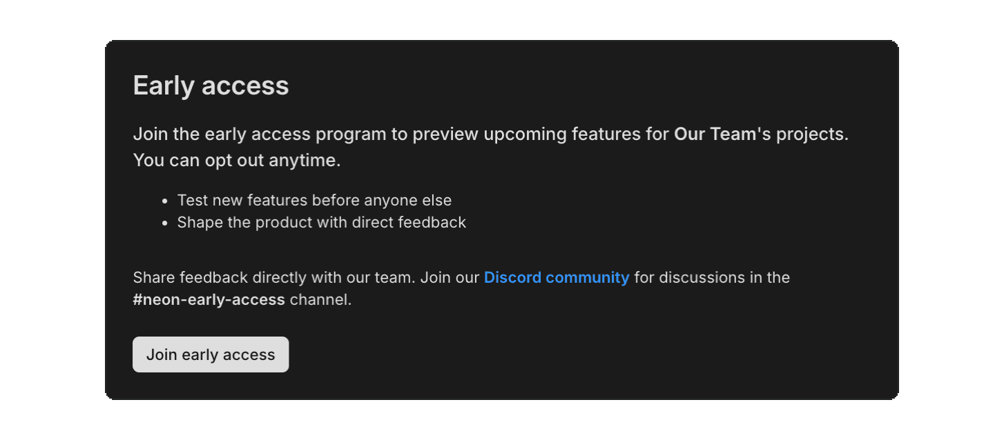 Early Access settings for organizations